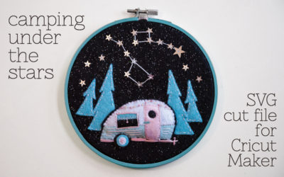 Camping Under the Stars Felt Embroidery Hoop